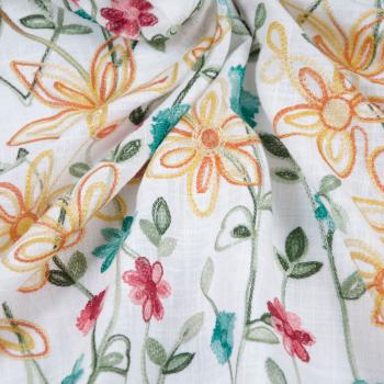 Hilco Blusenstoff Florinia bestickt Blumen gelb grün rot